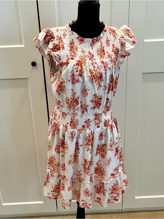 LOFT Dresses & Skirts - LOFT White Dress with Rust Floral Print